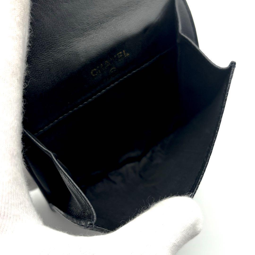 美品✨】シャネル 財布 ココステッチ キャビア Wホック 二つ折 BL