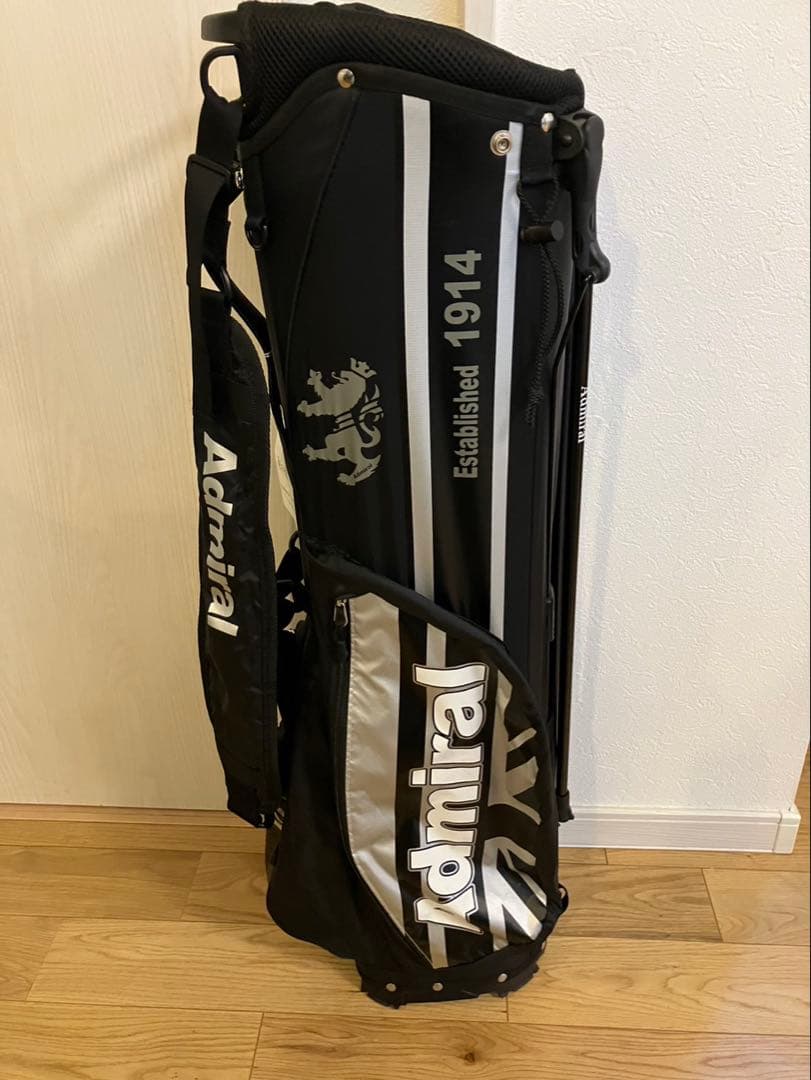 Admiral ゴルフバッグ スタンド付き 黒/シルバー アドミラル ゴルフ キャディバッグ スタンドキャディバック ギガ