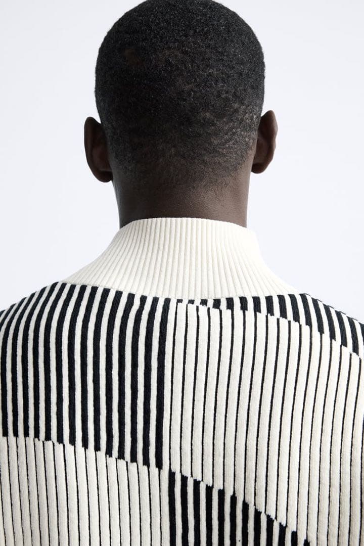 目黒蓮さん着用】ZARA コントラスト シェニール カーディガン ブラック