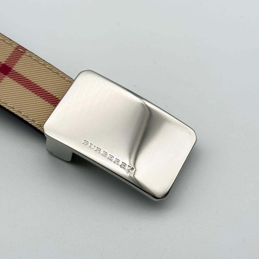 ✨美品✨バーバリー ベルト ノバチェック PVC シルバー金具 ユニ