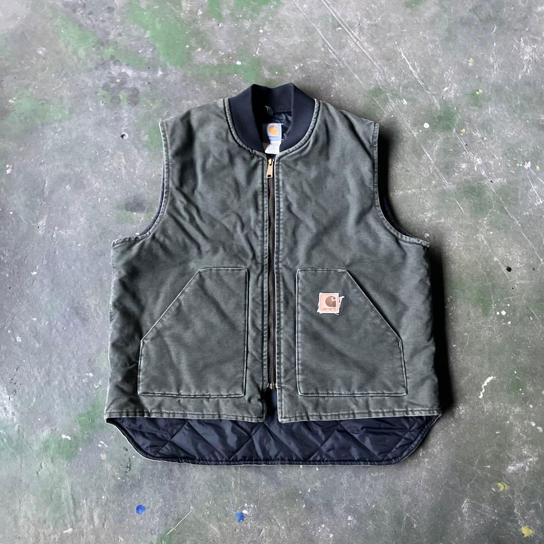 Carhartt ダックベストXL USA製 腰ゴム モスグリーン V02MOS