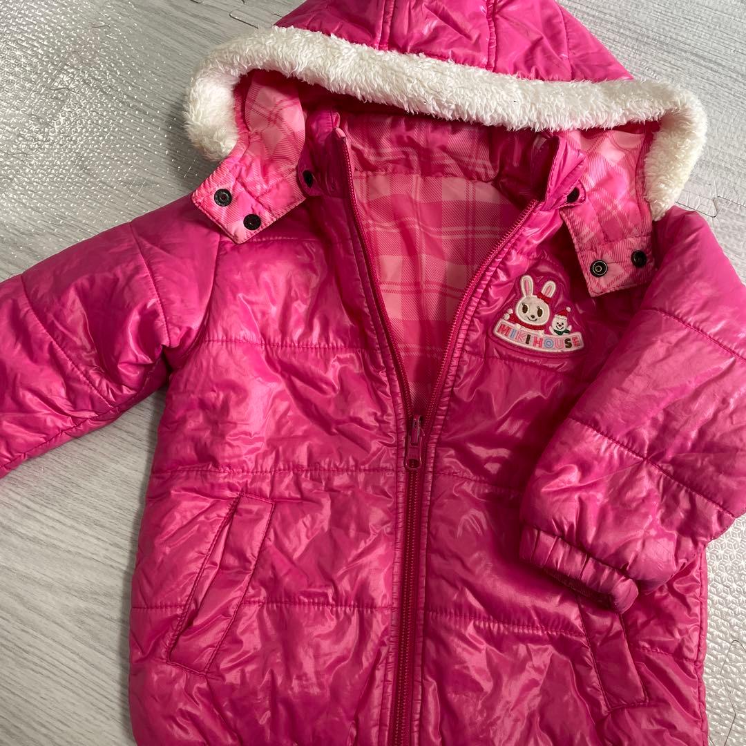 ミキハウス ウサギ刺繍のピンクダウンコート 90cm - メルカリ
