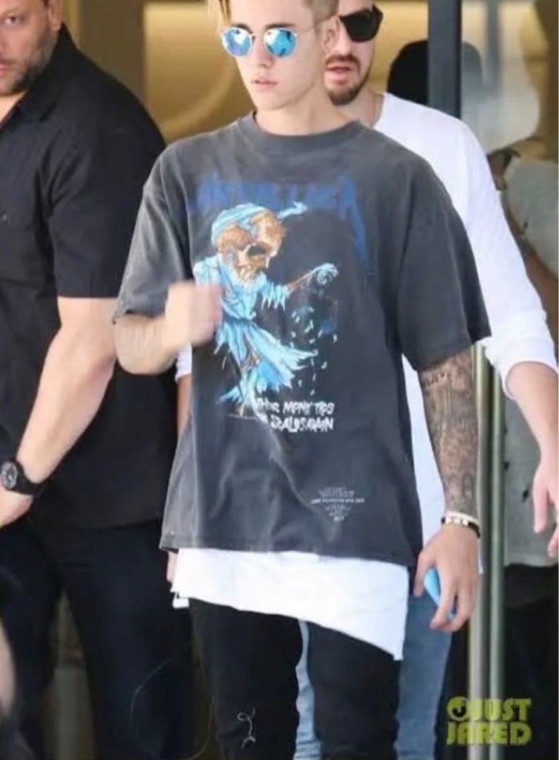 ジャスティンビーバー着用 メタリカTシャツ両面プリント 黒 Lサイズ