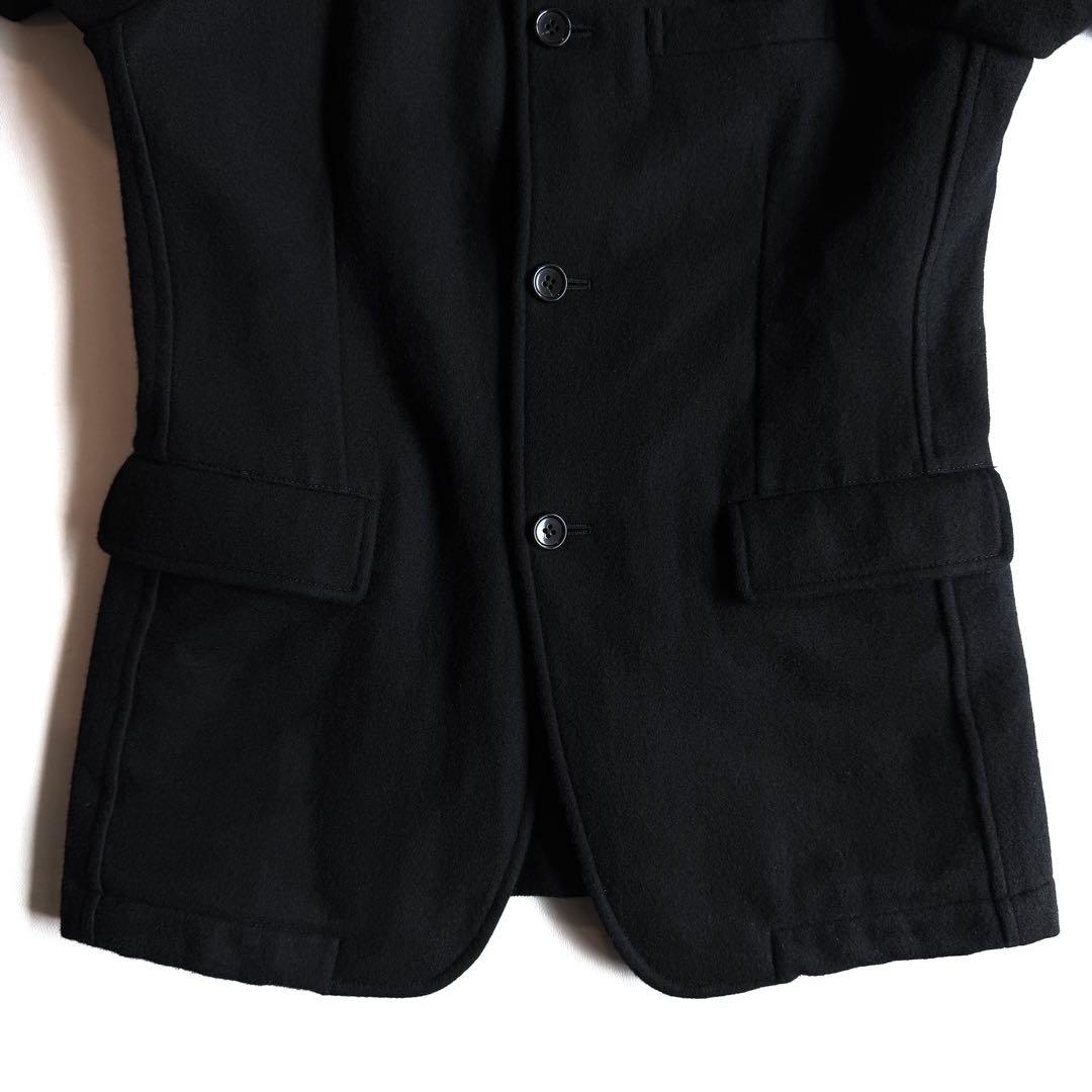 《美品》 ブラック コムデギャルソン 丸襟 ジャケット メルトン ウール M