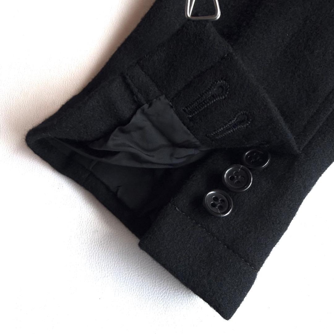 《美品》 ブラック コムデギャルソン 丸襟 ジャケット メルトン ウール M