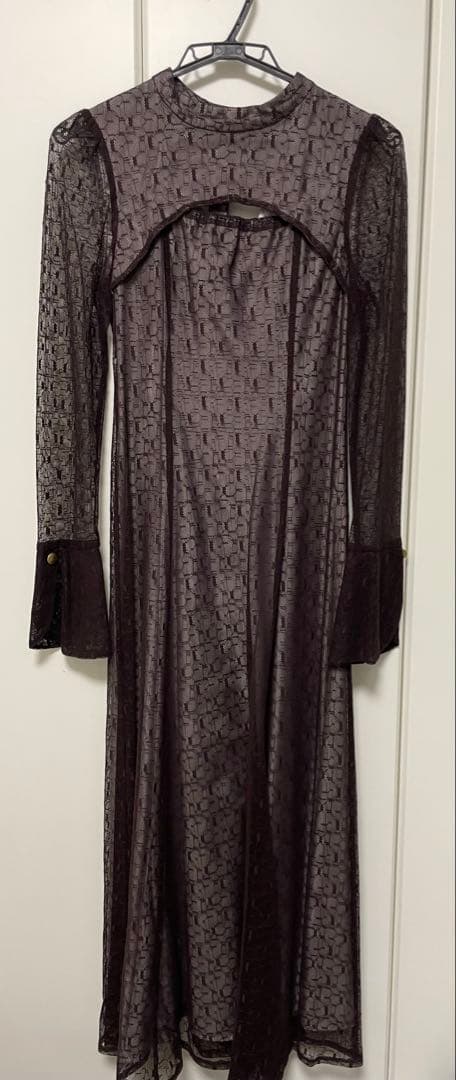 ANDRESD back open geometric dress ブラウン S