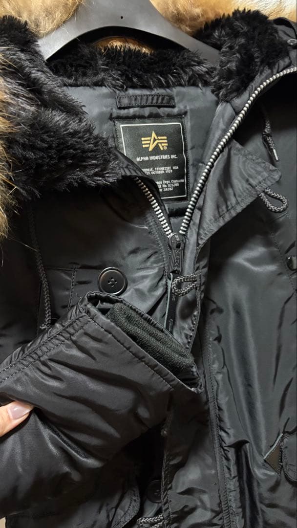 ALPHA アルファ N3B ボリュームファー ミリタリーコートブラック M