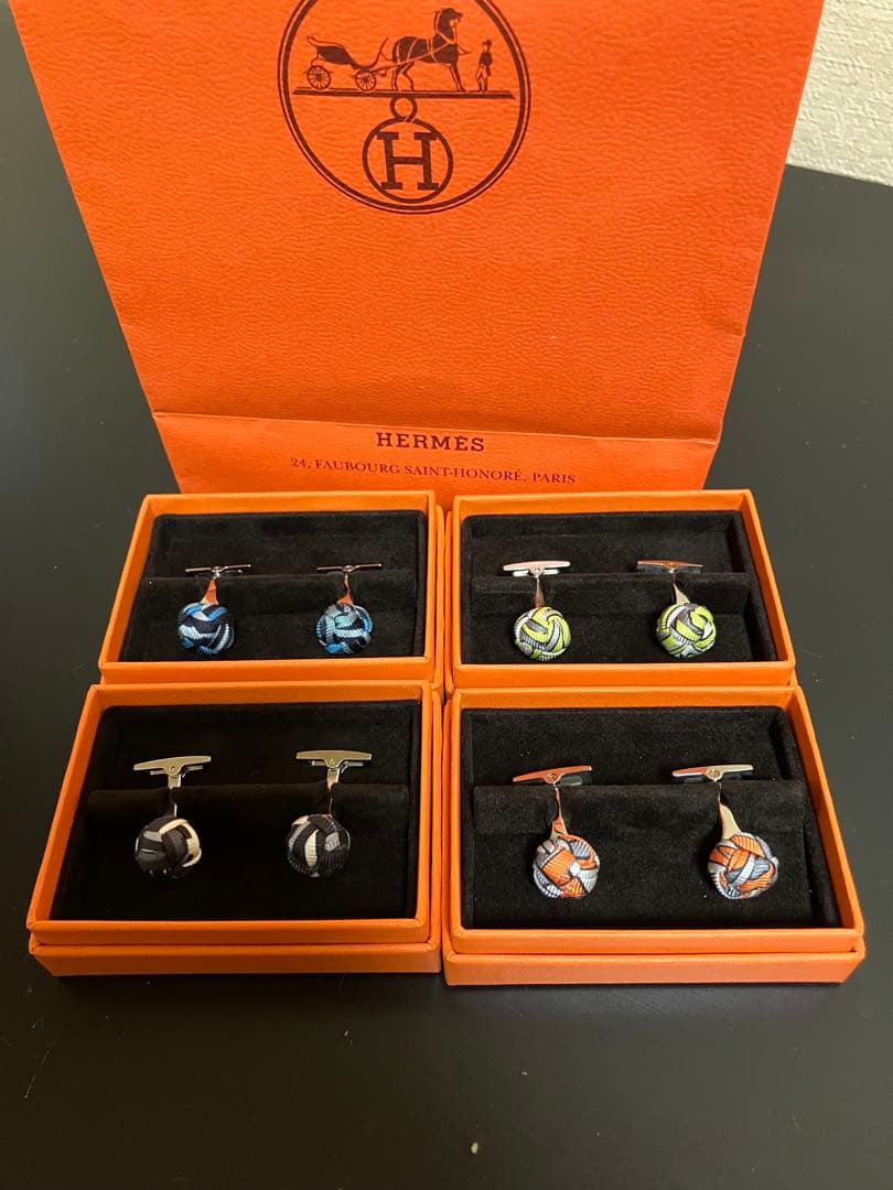 HERMES 多色布製カフリンクスセット HERMES 多色布製カフリンクスセット 【公式通販】
