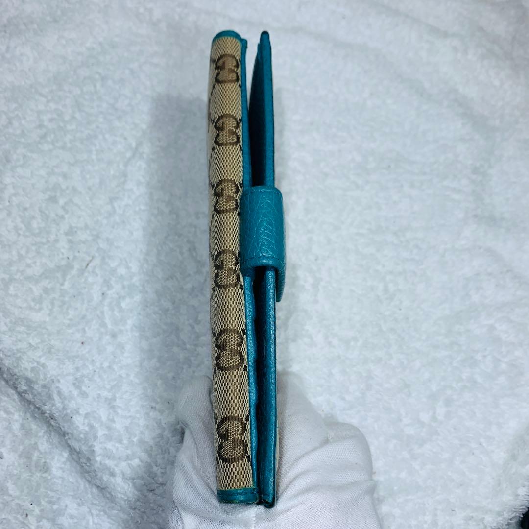 ⭐️美品、グッチ GGキャンバス 長財布 231841 ブラウン×ターコイズ