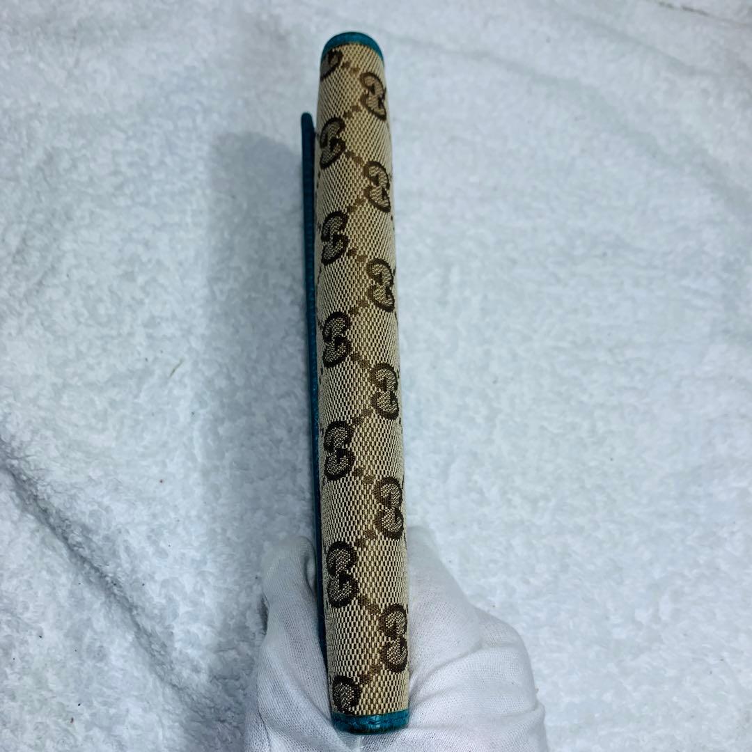 ⭐️美品、グッチ GGキャンバス 長財布 231841 ブラウン×ターコイズ