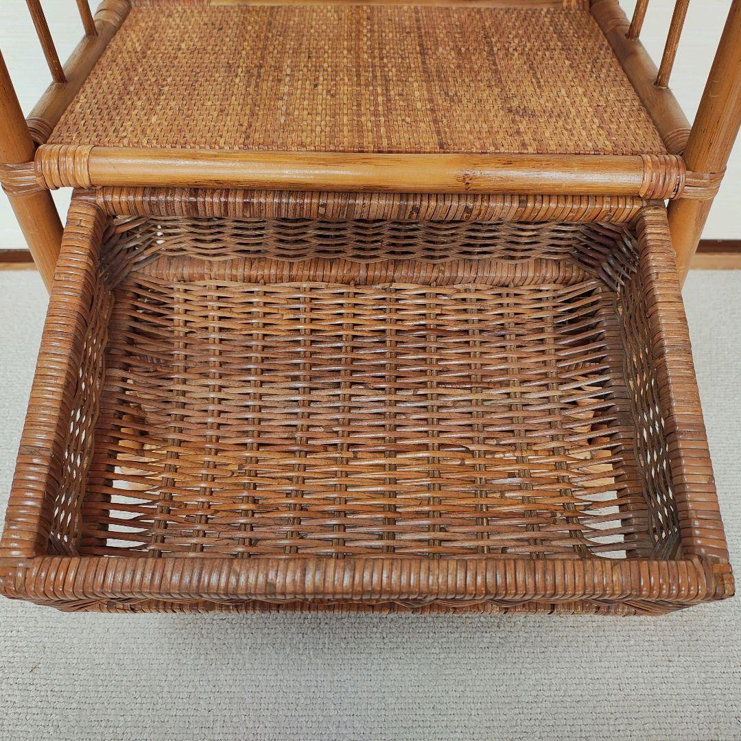 ラタン 籐家具 ヴィンテージ チェスト 昭和レトロ アーチ型 ラック 棚