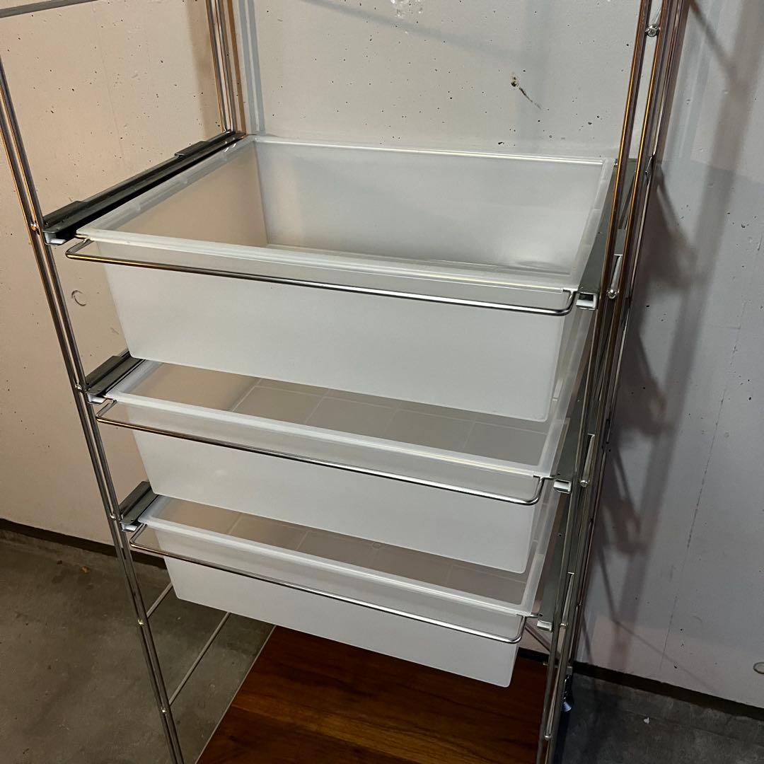 美品・廃盤希少★無印ステンレスユニットシェルフ追加用ポリプロピレンバスケット３個 美品・廃盤希少☆無印ステンレスユニットシェルフ追加用ポリプロピレン