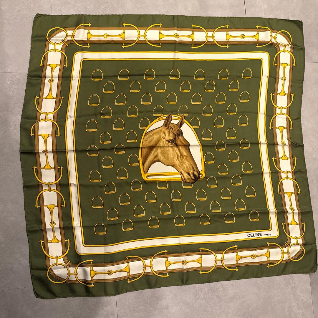 CELINE セリーヌ スカーフ 馬柄 シルク ヴィンテージ ホースビット