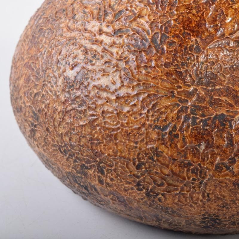 上野焼 十時窯 白川卓甫作 飴釉 細口瓶 花瓶 C 7218