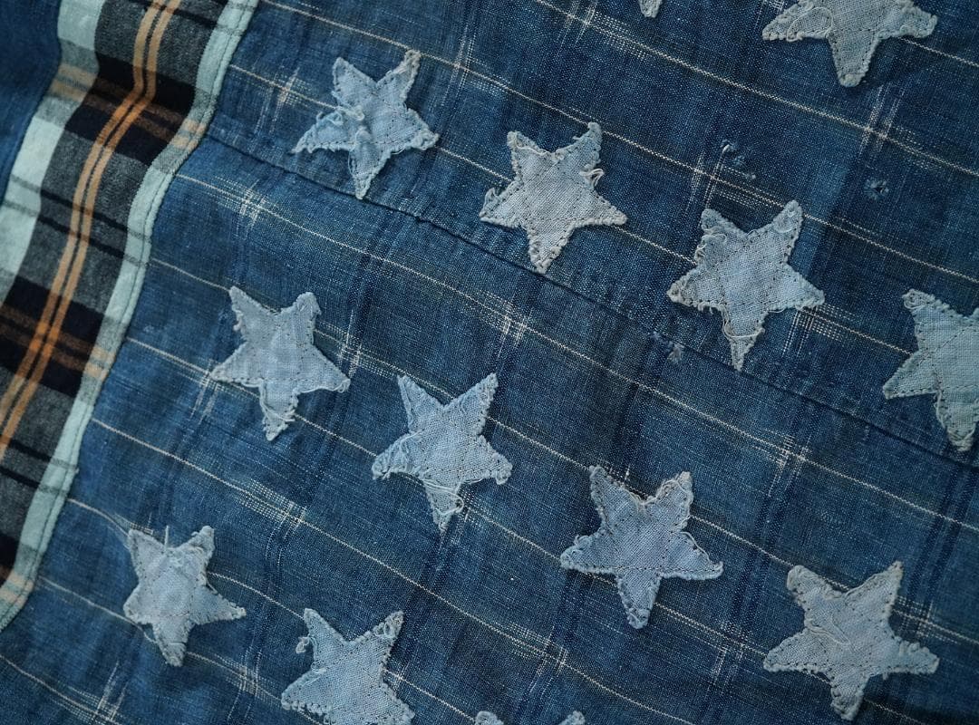 OLD PARK アフリカンインディゴ 星条旗 リメイク 大判 ストール 藍染