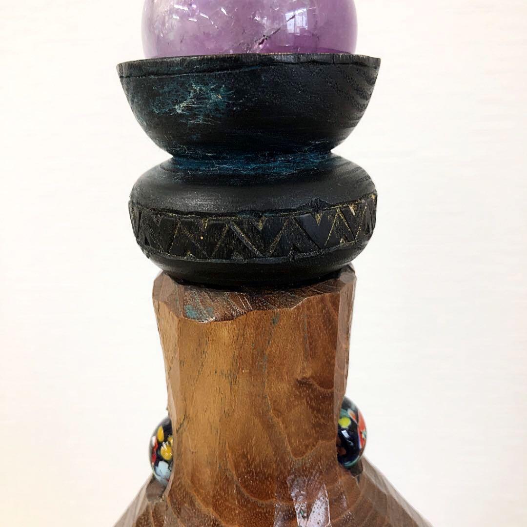 特大　天然石　照明　オブジェ　アイヌコタン　西田智三さん　北海道　木彫り