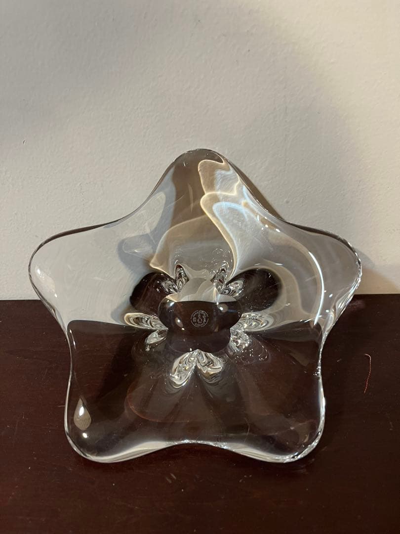 バカラ クリスタル 透明ガラス フラワー花型皿