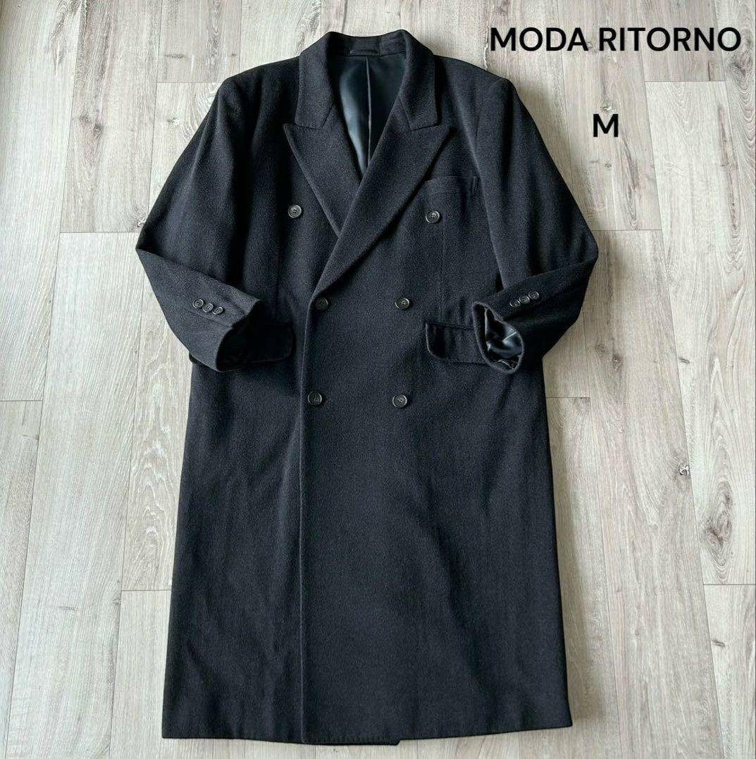 カシミヤ混 チェスターコート ダブル 黒 ヴィンテージ STUDIOUS（ステュディオス） チェスターコート コート THE Cashmere