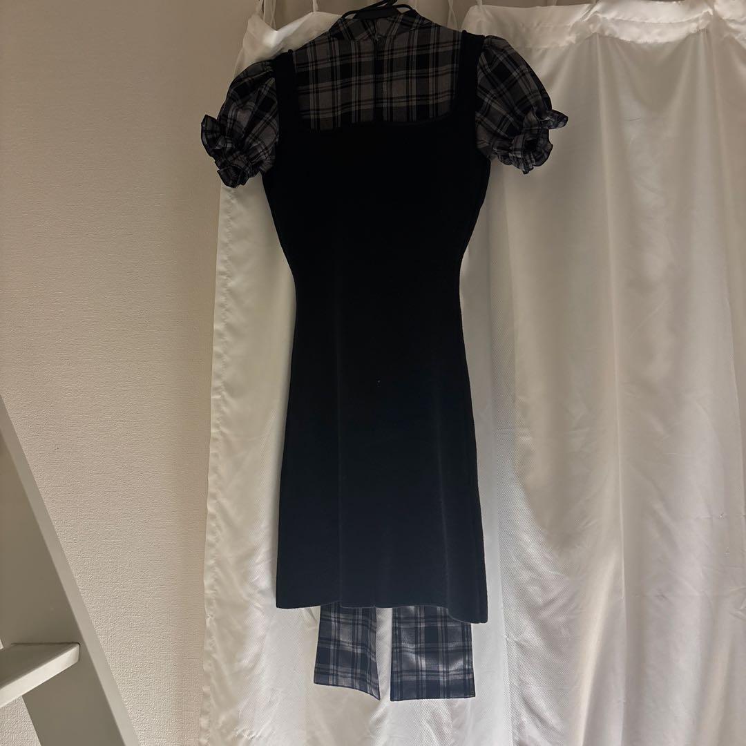 Darich ダーリッチ レイヤードライクボウタイニットミニワンピース