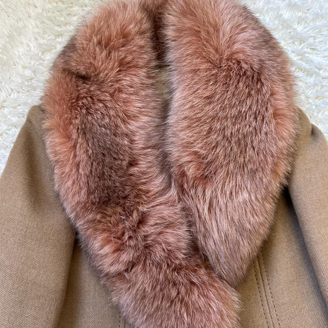 スヌコさん専用《 ラピーヌブランシュ 》ロングコート　ネックファー 9号 ウール