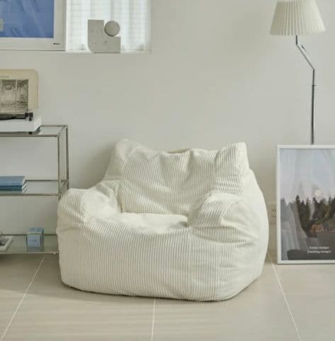 LOOSY 1人掛けビーズソファ+オットマン　アイボリー LOOSY 1人掛けビーズソファ 付替カバー Ivory｜1人用ソファ おしゃれ