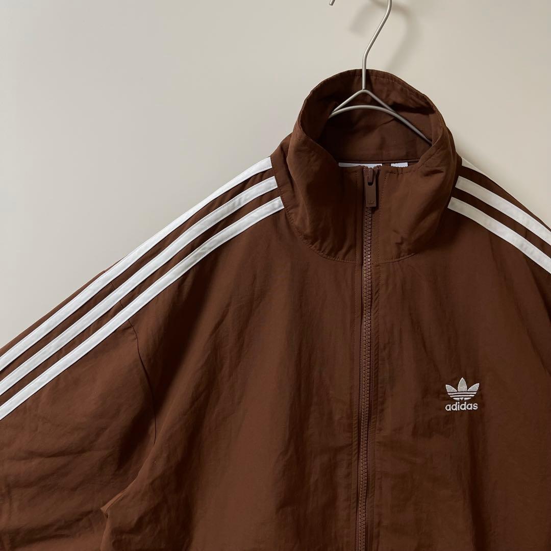 2XL新品】アディダス刺繍トラックジャケット古着ジャージトップ 茶
