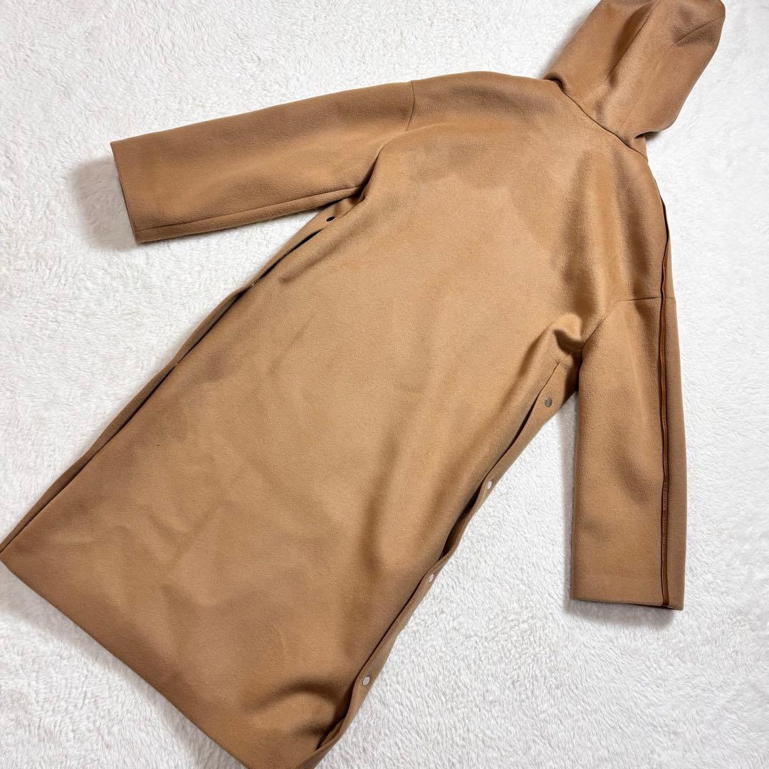 AERON フーディ ロングコート サイドスリット ボタン ジップアップ