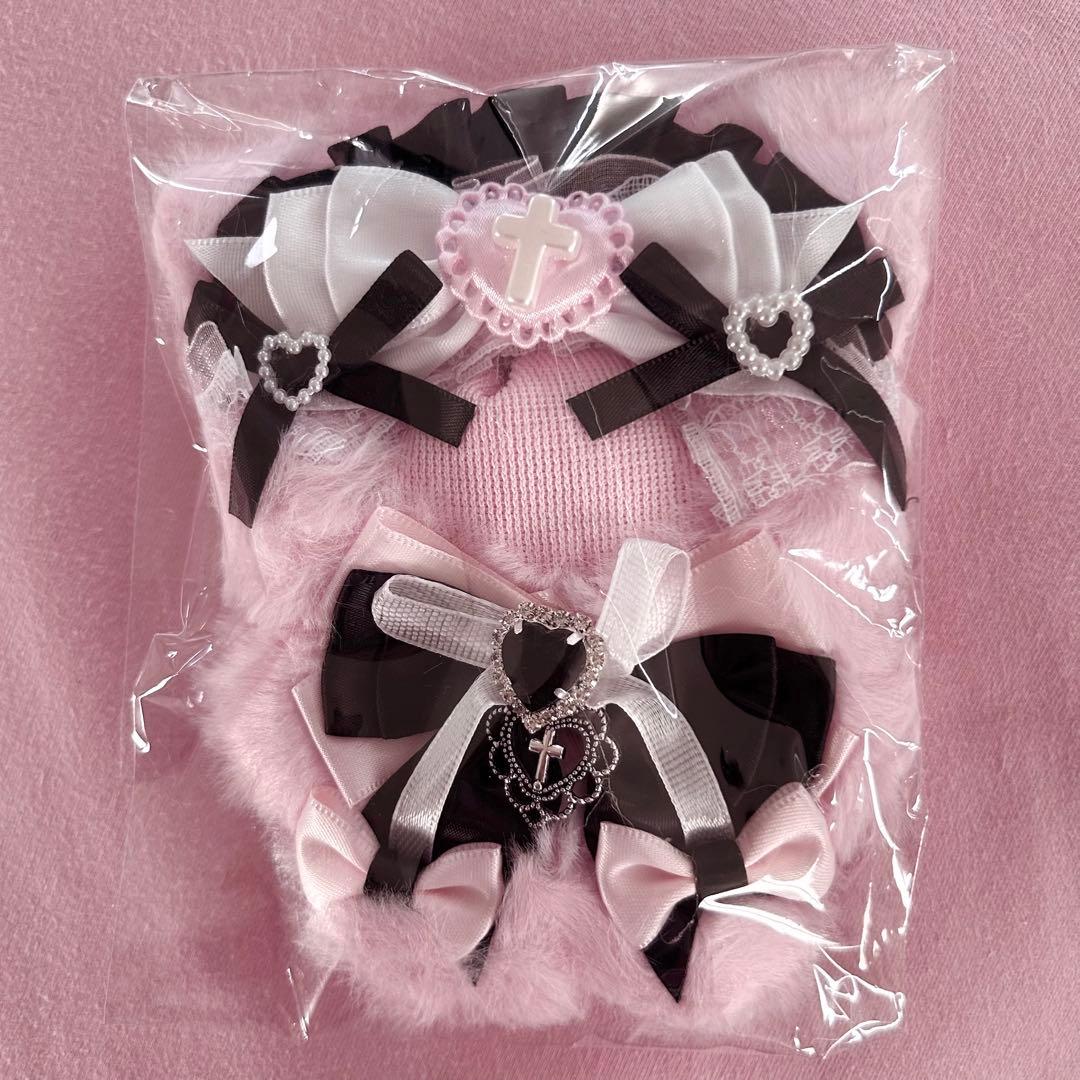 ぬい服 10-12cm 猫耳 ねこ ピンク×黒 メイド ナース - メルカリ