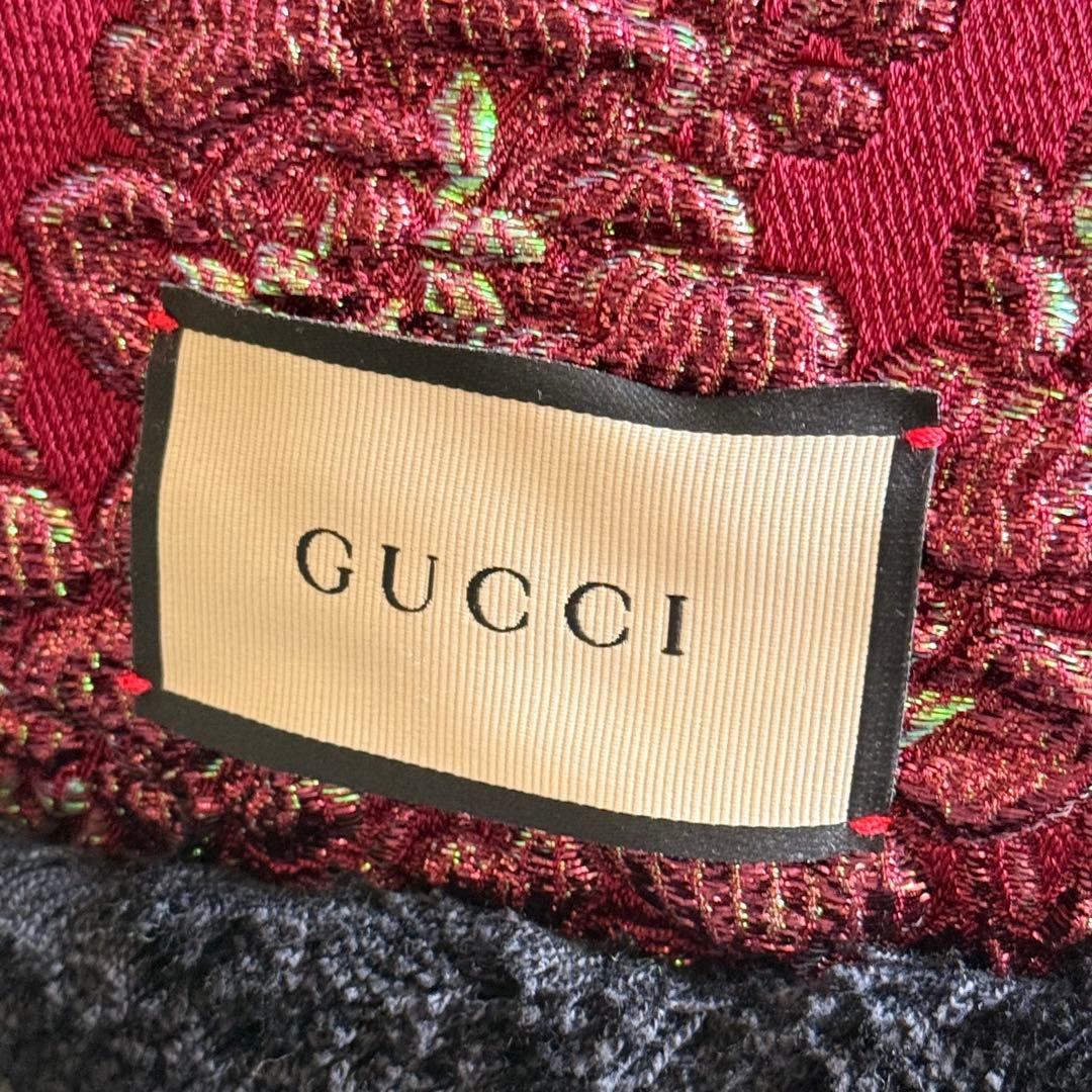 JI92美品✨ GUCCI フローガル柄 クッション 丸型 レッド チェック
