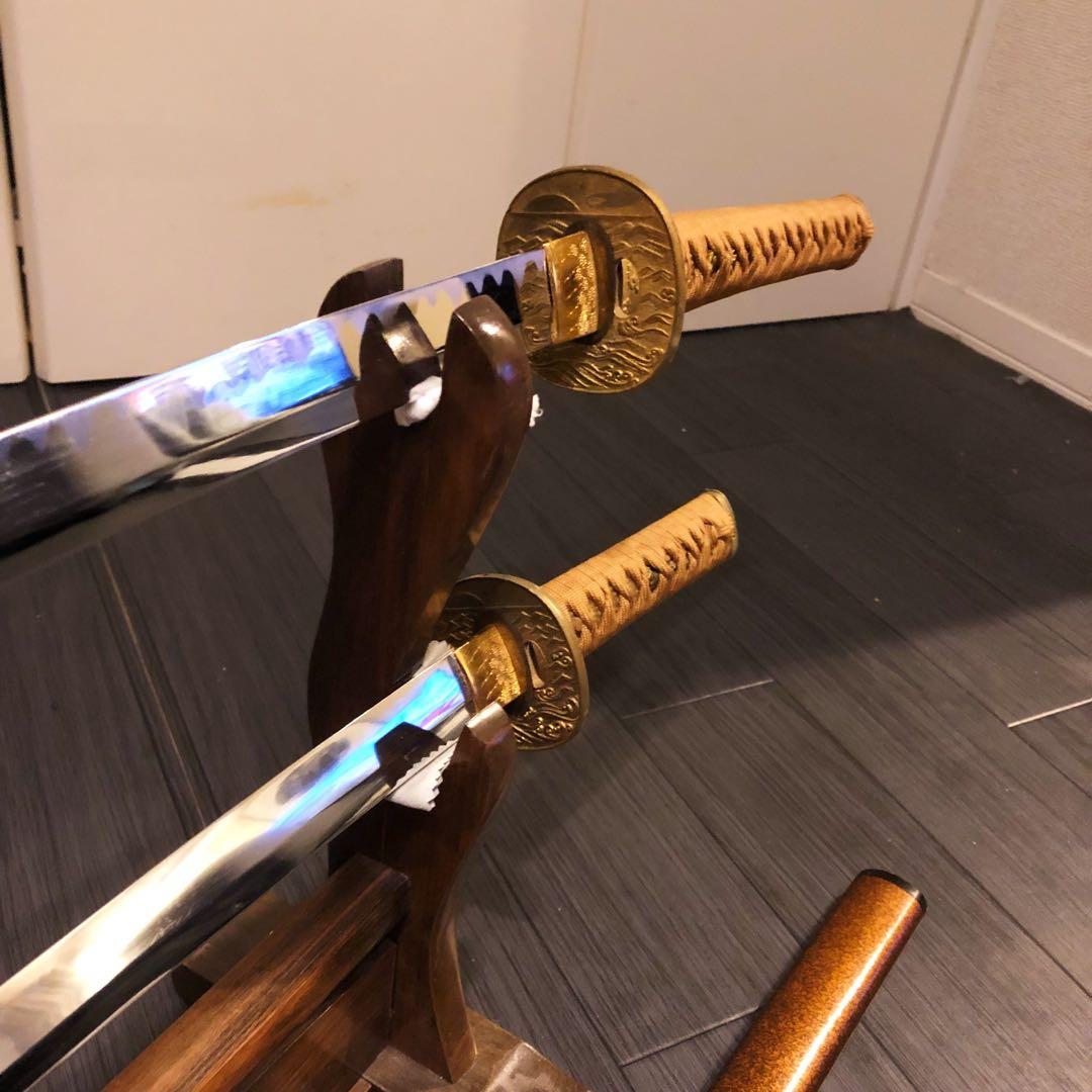 本格模造刀 居合刀 美術刀剣 太刀 脇差 大小セット 橙拵え - メルカリ