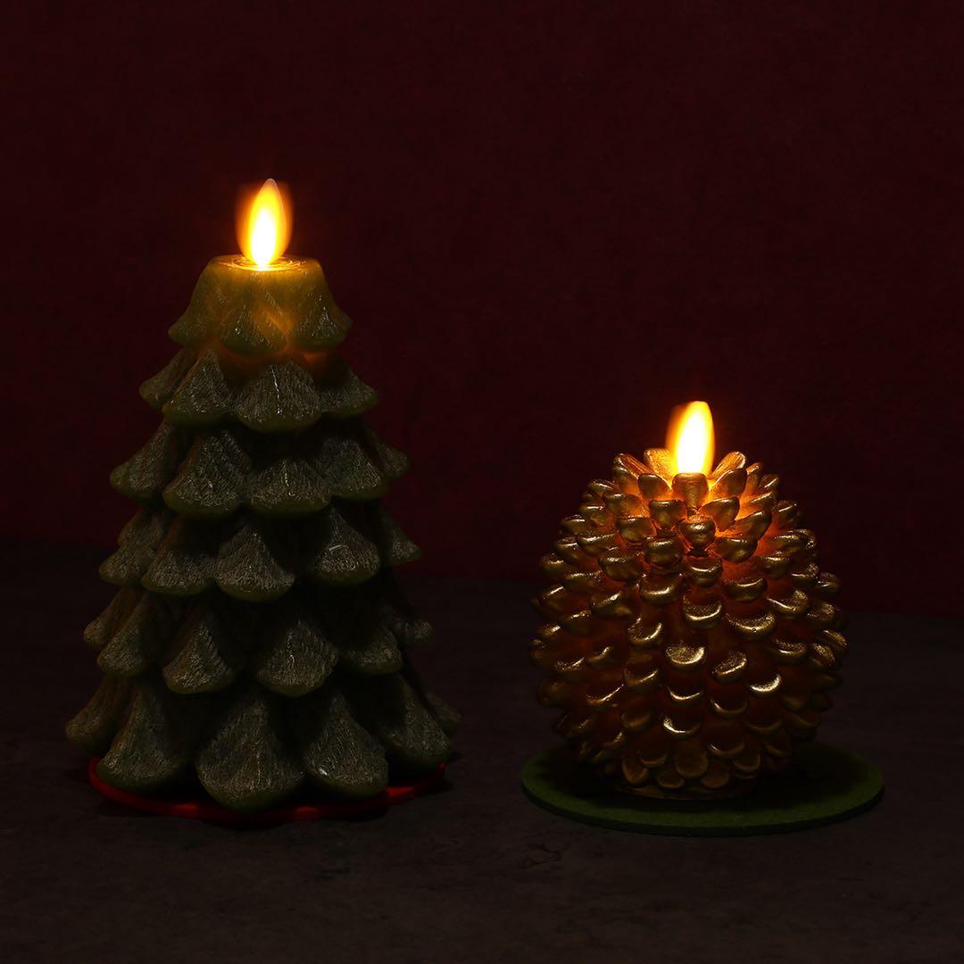 ムービングキャンドル “ルナーテ” ハッピーツリー＆ ゴールデン パインコーン