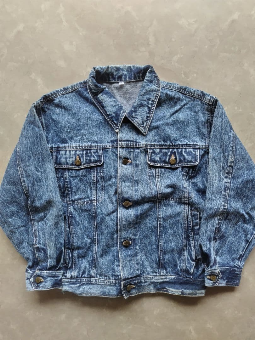80s 90s ケミカルウォッシュ デニムジャケット Mサイズ 昭和レトロ