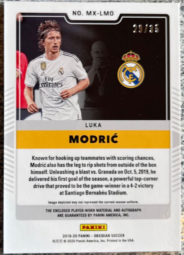 ルカ・モドリッチ obsidian サインカード 35シリ レアルマドリード