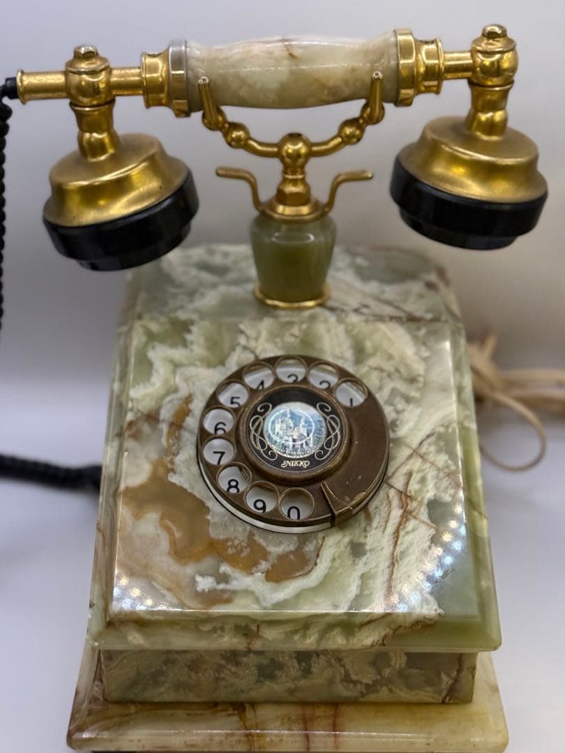 NIKKO ダイヤル式電話 日興電機製作所 1985年製 アンティーク 大理石 NIKKO ダイヤル式電話 日興電機製作所 1985年製 アンティーク 大理石