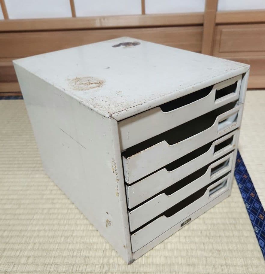 昭和レトロ レターケース スチールボックス A4書類入れ 両面スライド式
