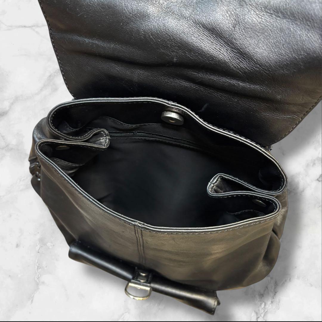 00s archive 本革 レザーリュック y2k グランジ クラスプ 大容量