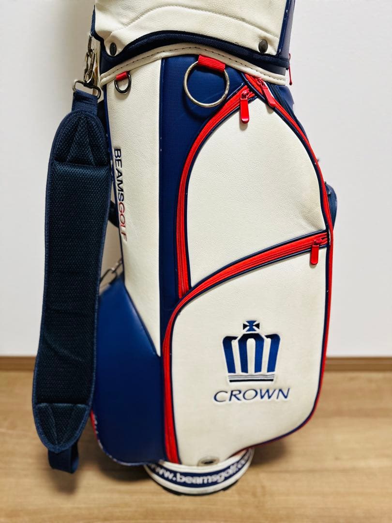 BEAMS GOLF キャディバッグ ホワイト/ネイビー/レッド - メルカリ