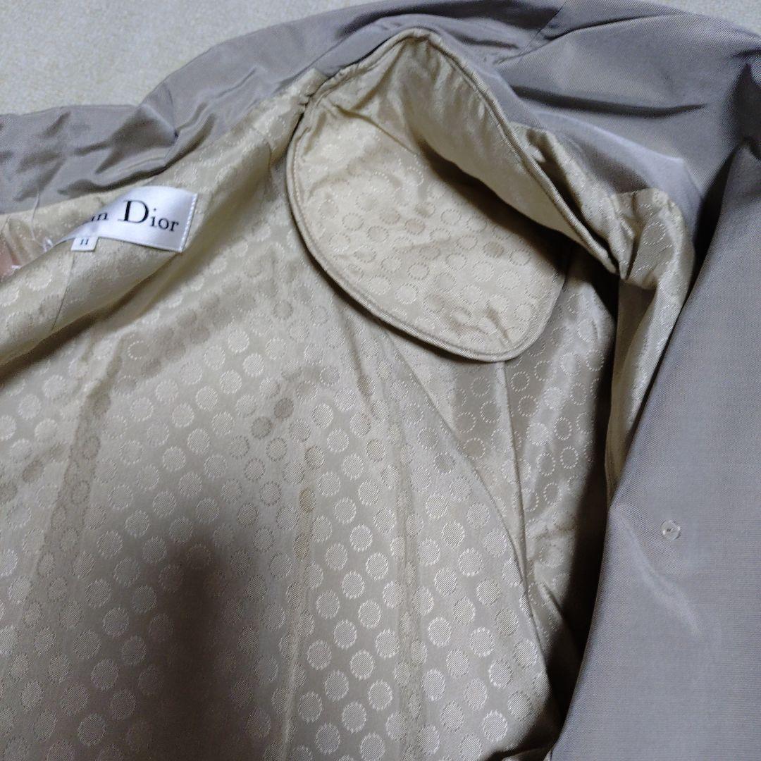 ヴィンテージChristian Dior グレー トレンチコート サテン仕上げ