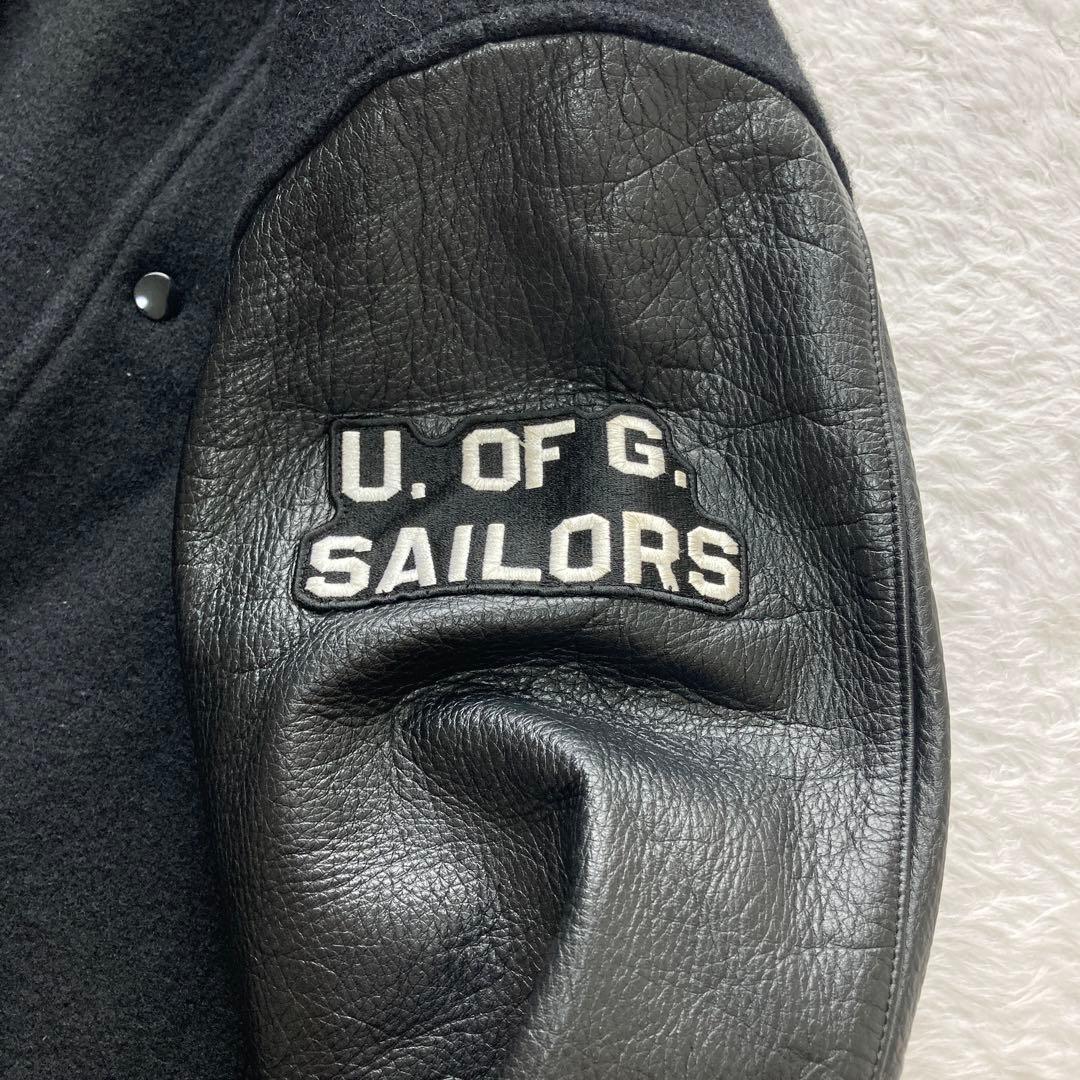 極美品☆GDC スタジャン レザー切り替え バックロゴ クロスボーン M位