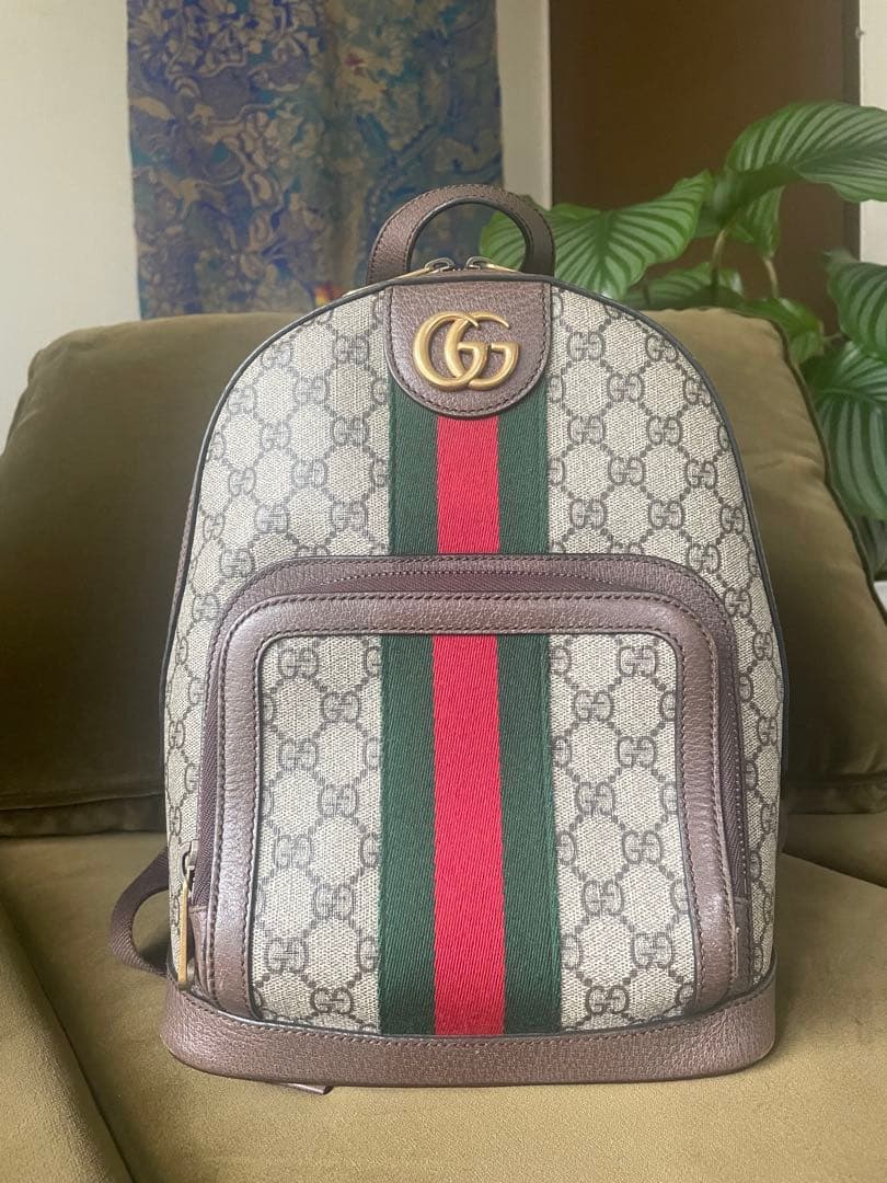 グッチ オフィディア GG スモール バックパック オフィディア〕スモール バックパック ・ベージュ＆ダークブラウン