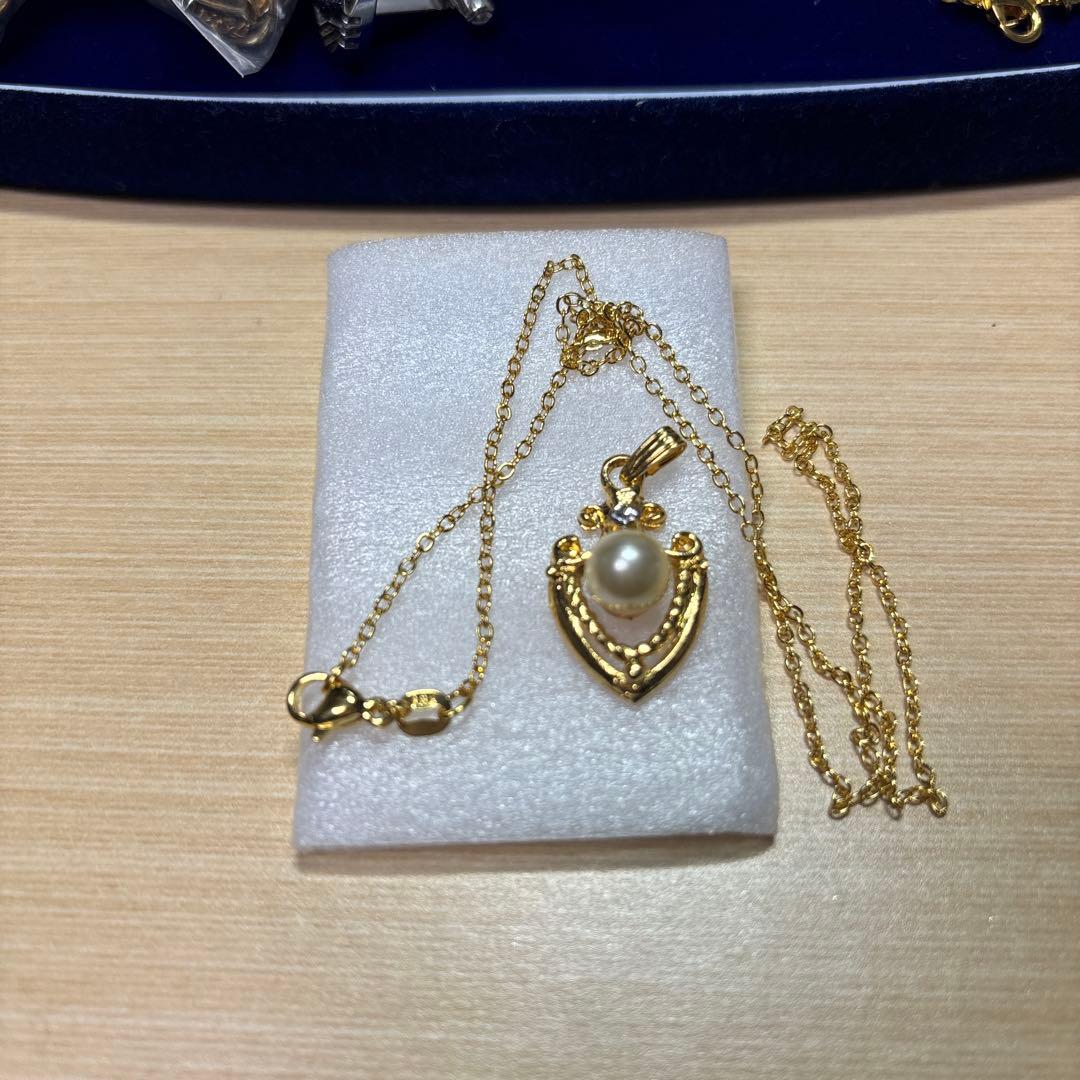 遺品整理刻印付きネックレス本真珠ペンダントトップ指輪まとめ売り