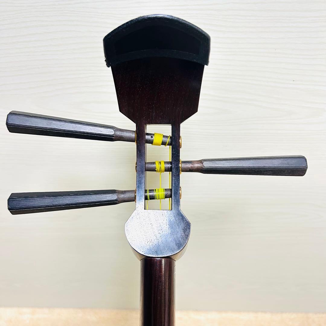 【美品】 三味線 本体 破れなし 細棹 撥 ばち付き