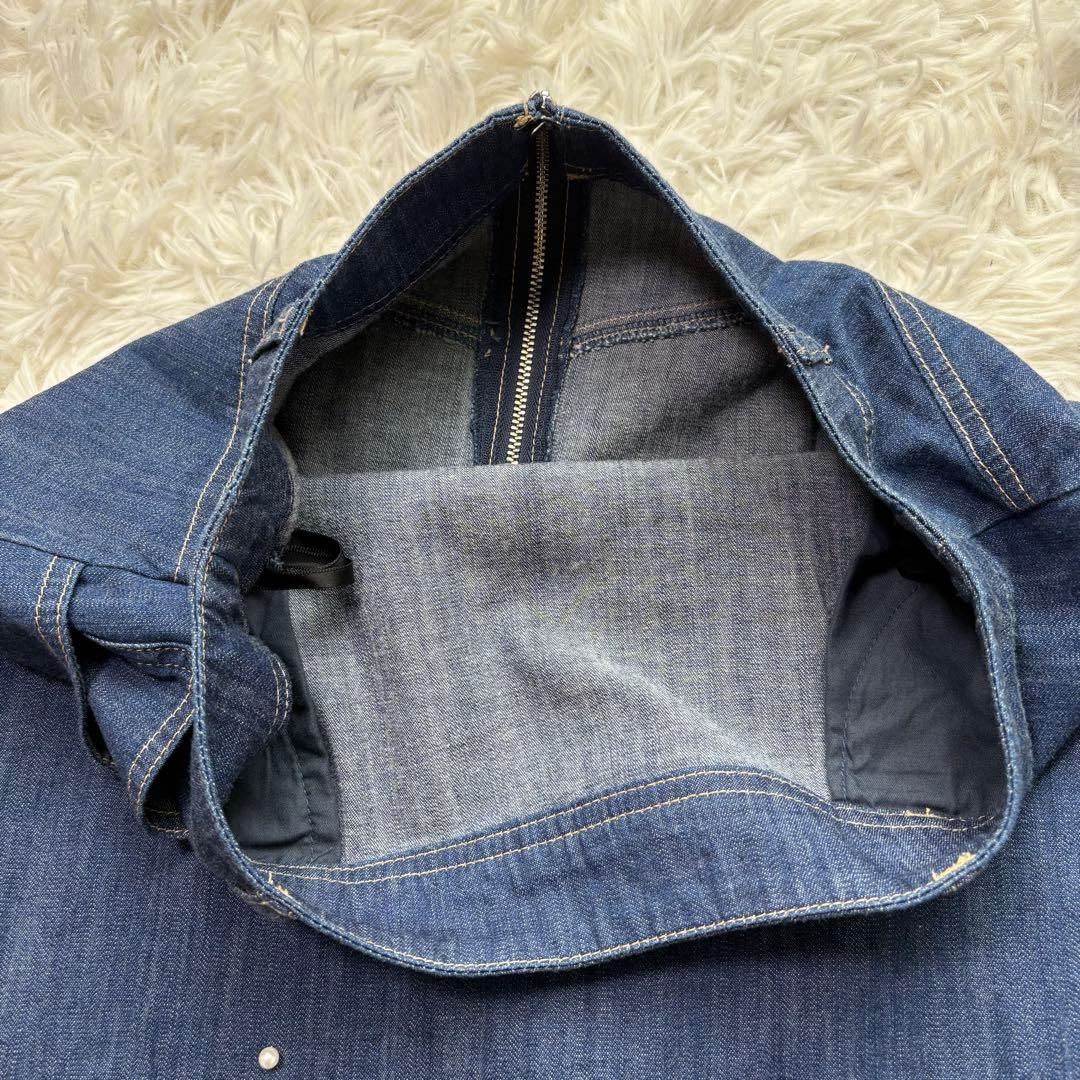 新品 エムズグレイシー 24AW パールスタッズ付きデニムスカート 近年