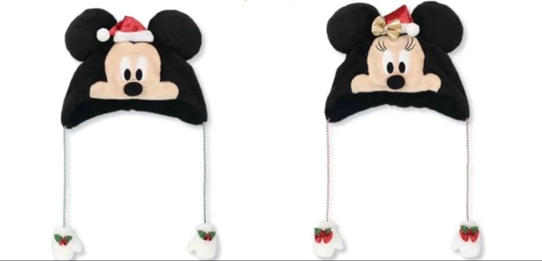 【ディズニーランド】クリスマスファンキャップ〈ミッキー＆ミニー〉セット※匿名配送 ディズニー・クリスマスの人気ファッション ミッキー＆ミニーのファン