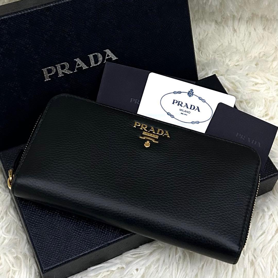 極美品】PRADA ラウンドファスナー サフィアーノレザー 長財布