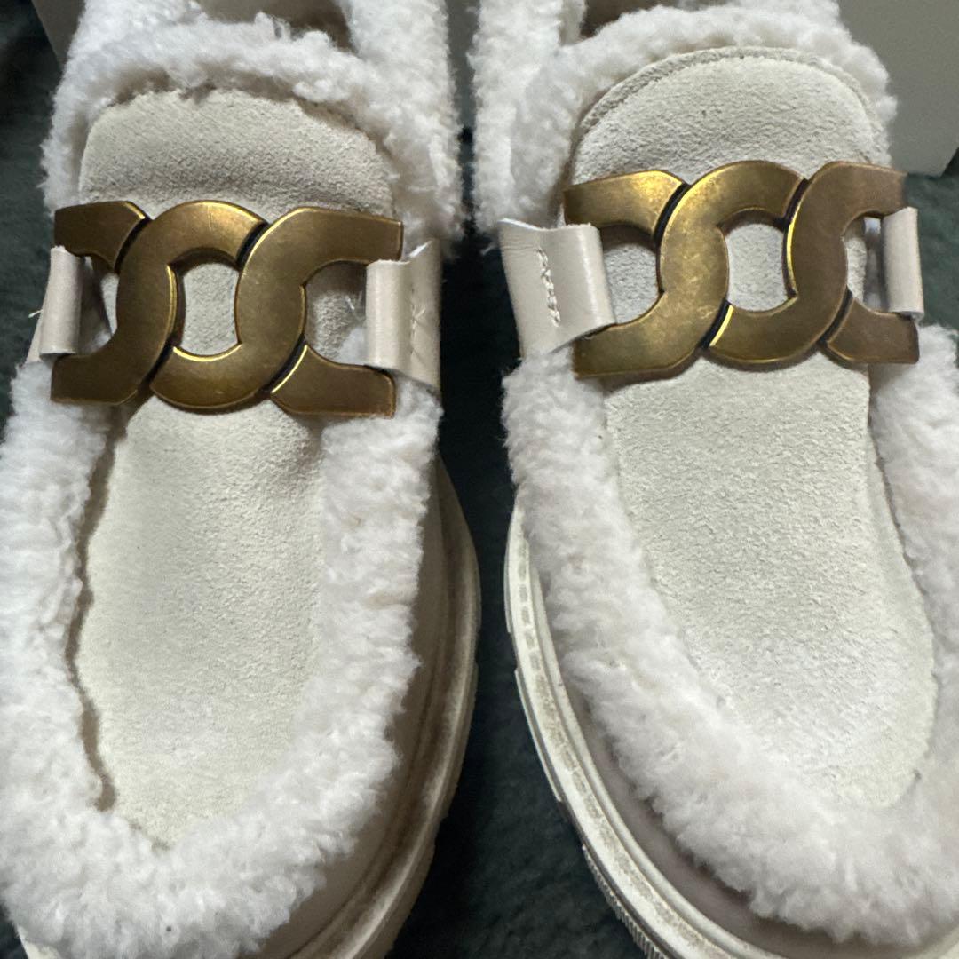 極美品ヒルズアヴェニュー ボア厚底 ローファータンクソール ストーミ