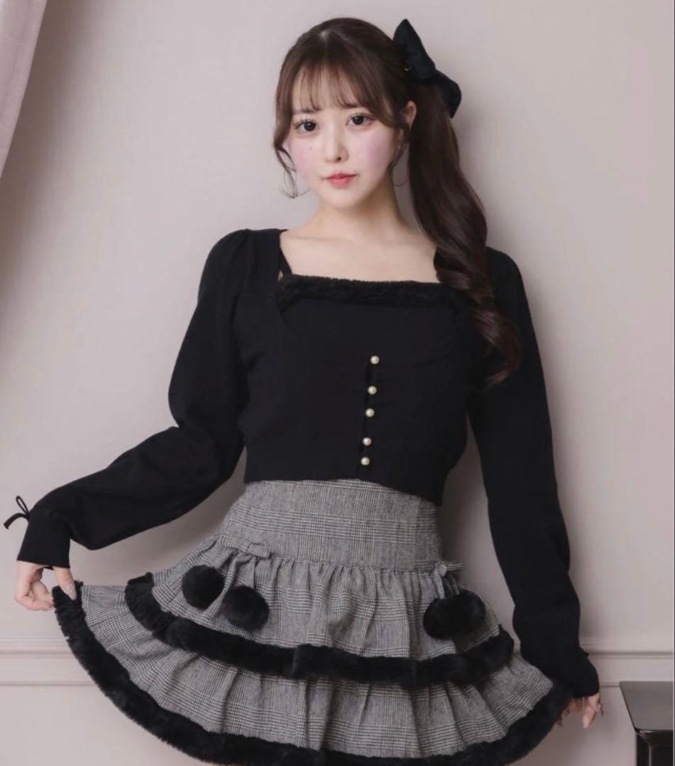 pium ファー付きティアードミニスカート ブラックチェック - メルカリ