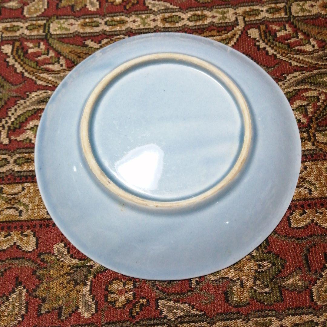 瀬戸焼　青磁陽刻文皿　20枚　15.3cm　大正期～昭和初期