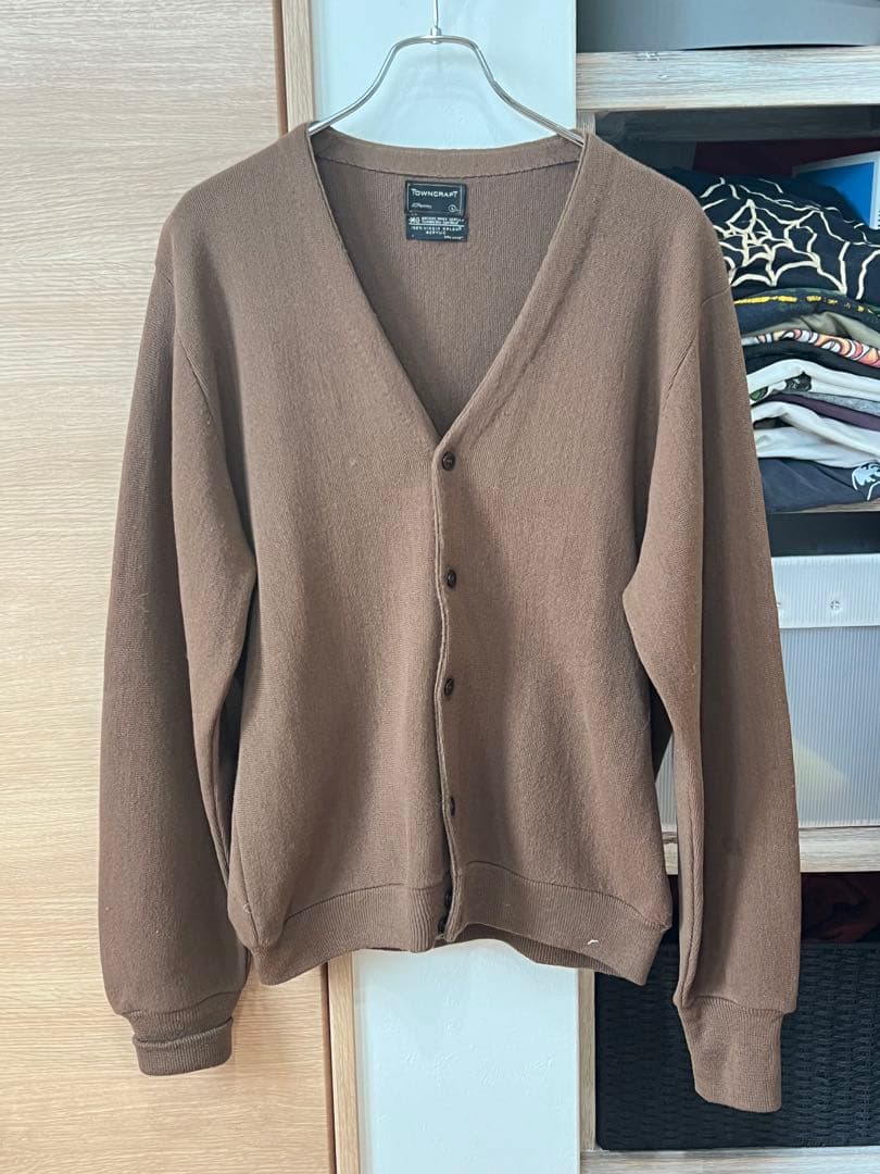 タウンクラフト ブラウン カーディガン Lサイズ　ヴィンテージ　VCM購入品 TOWNCRAFT（タウンクラフト） カーディガン メンズ レディース