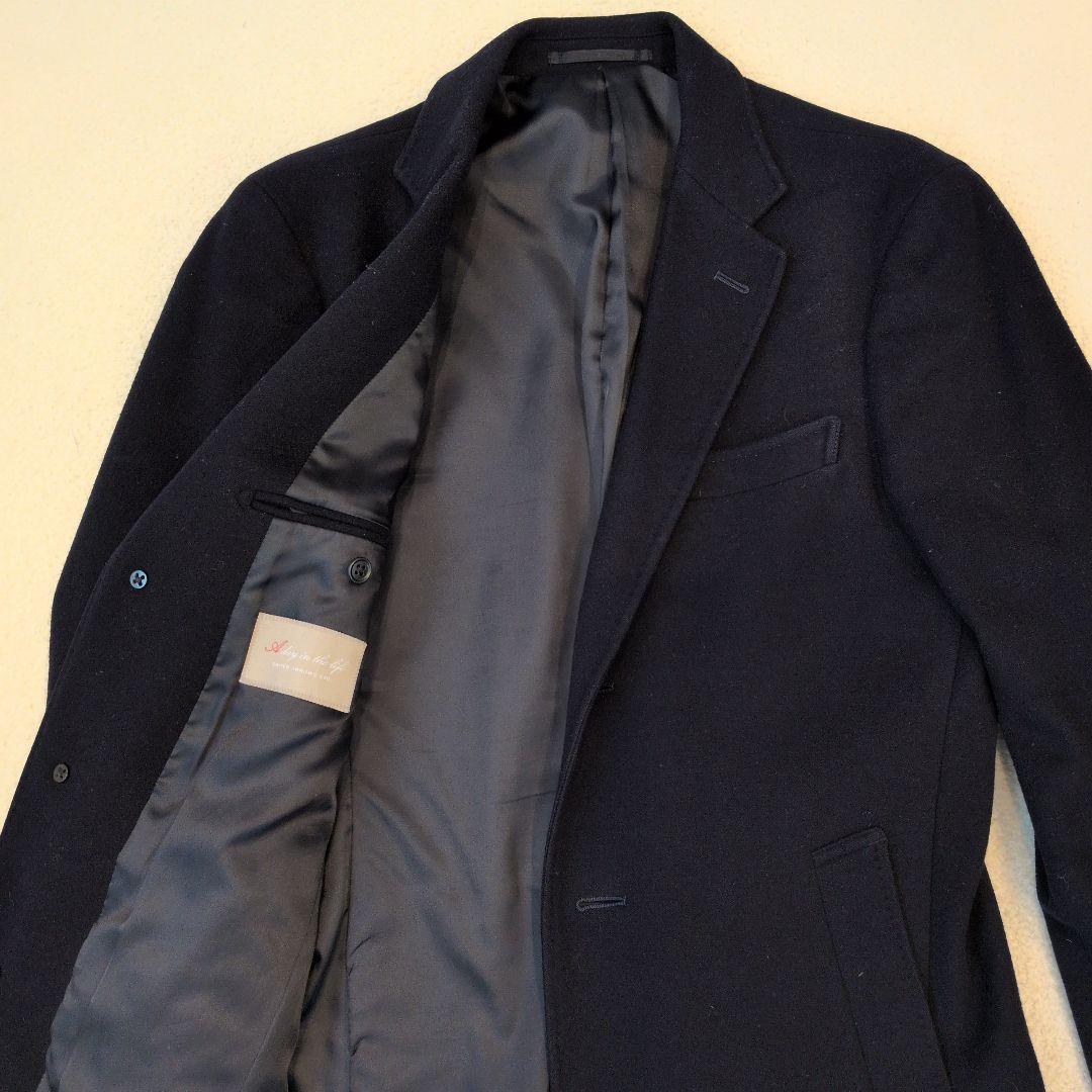 美品】ユナイテッド・アローズ カシミアチェスターコート ネイビー